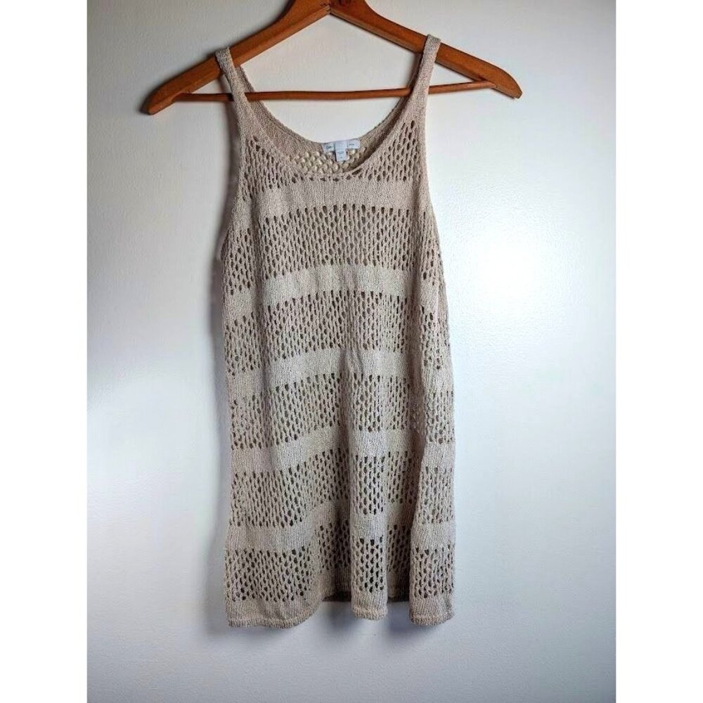 Gap Sleeveless Knit Tank Top Women's Size Small Y2K Beachy Boho Hippie Crochet